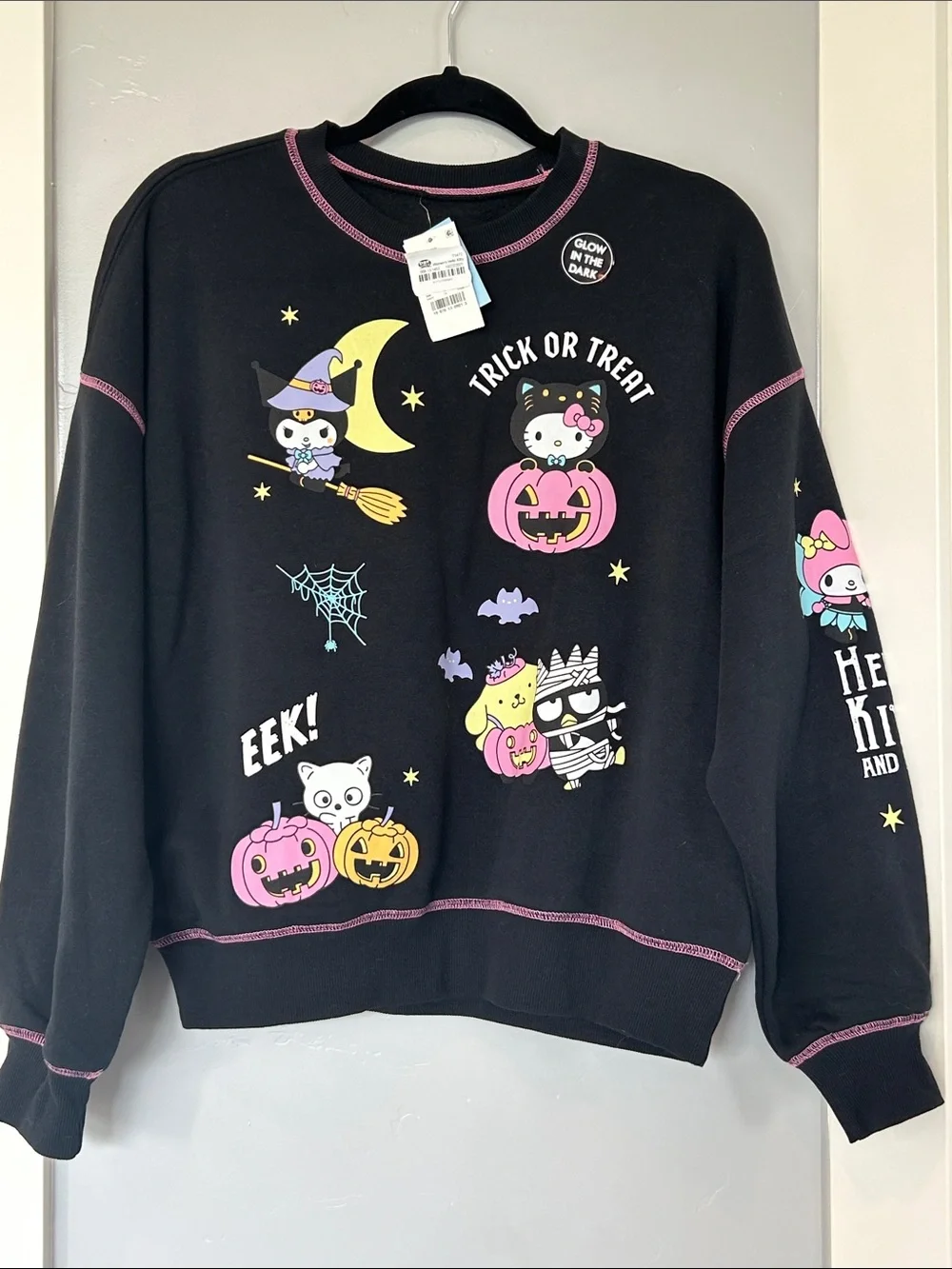 Sanrio Hello Kitty Trick or Treat Black Graphic Halloween Sweatshirt Sz S